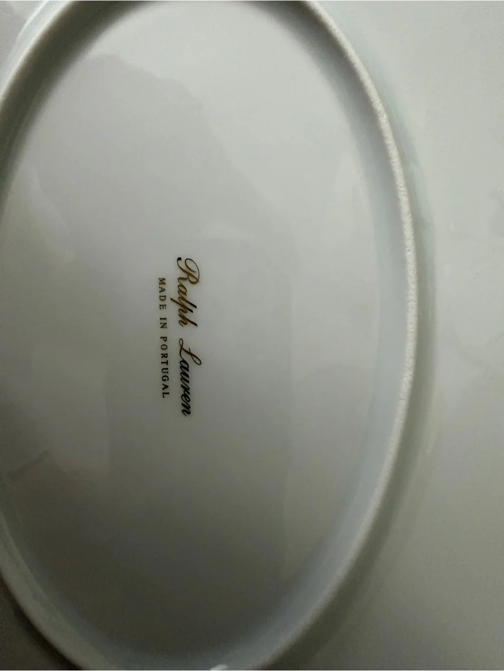 Ralph Lauren Wilshire White Porcelain Bowl and Serving Platter with Gold Trim